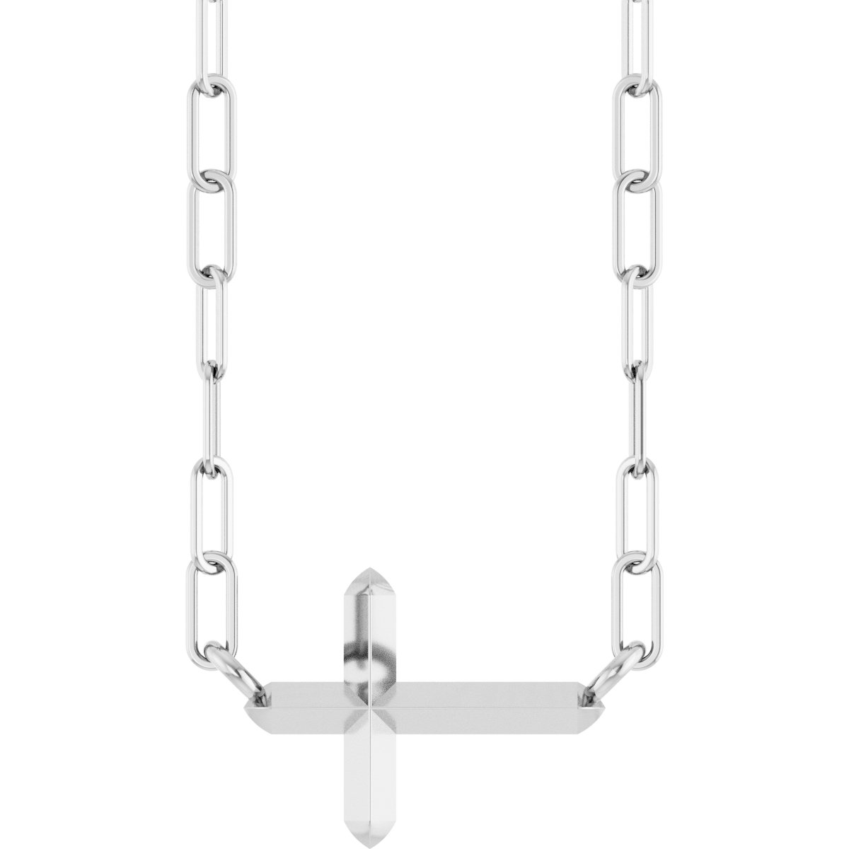 14K White Sideways Cross 18" Necklace