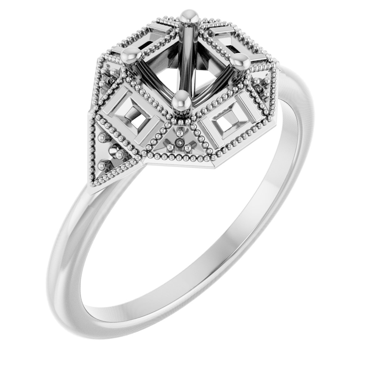 Halo-Style Art Deco Engagement Ring or Band