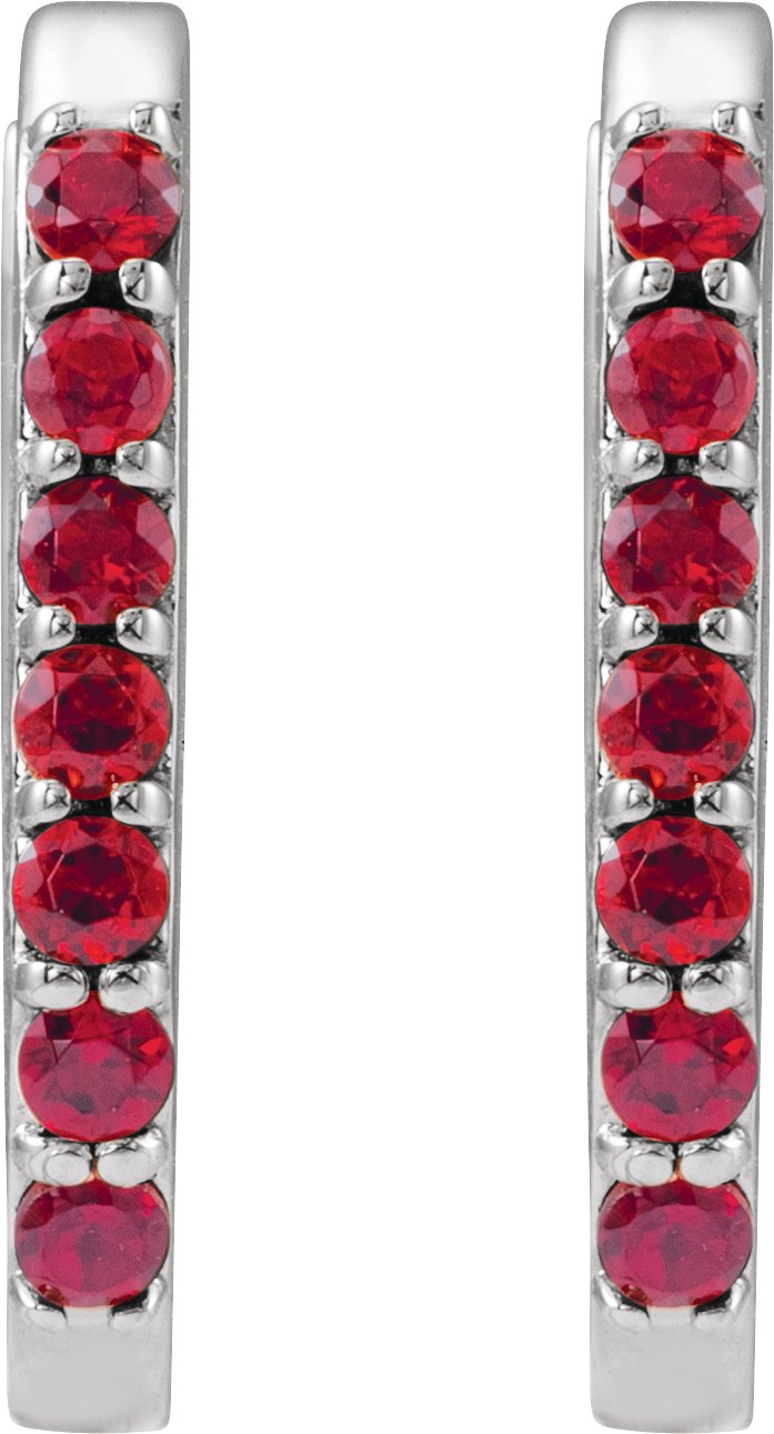 Lab-Grown Ruby 14 mm Hoop Earrings view 2