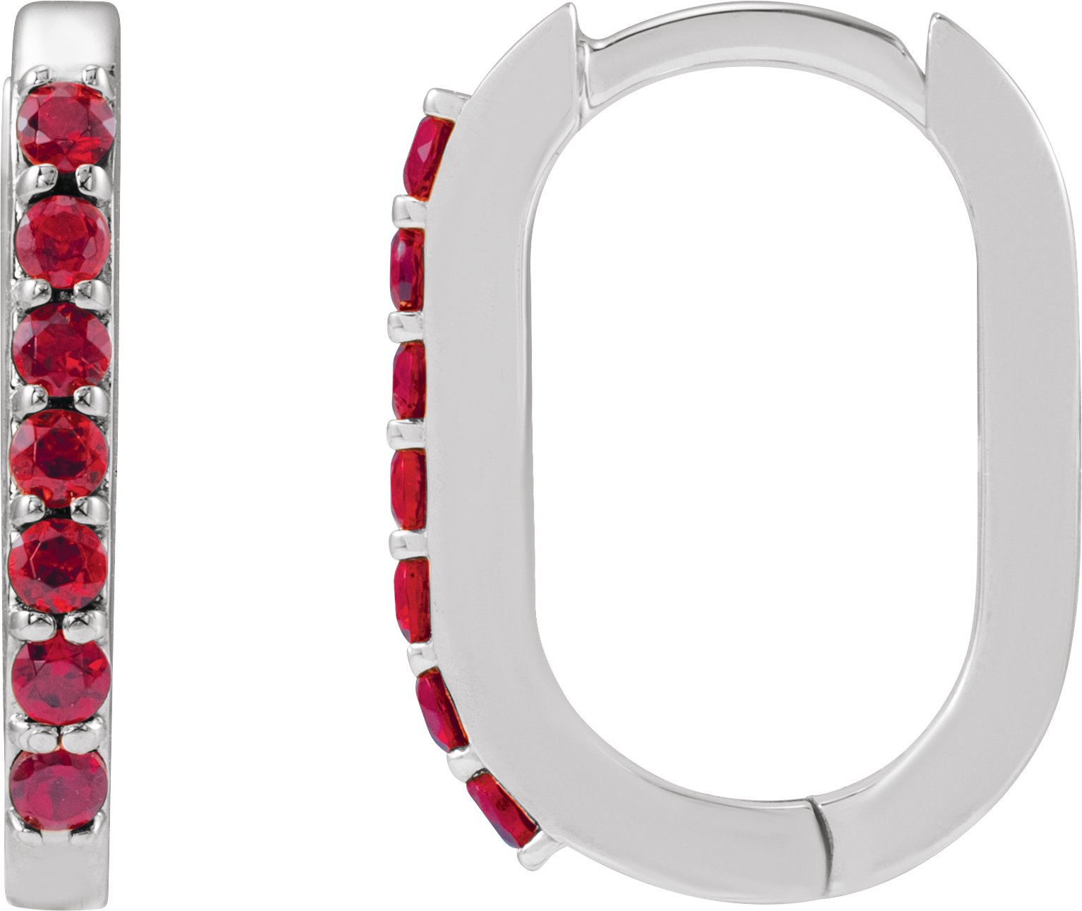Lab-Grown Ruby 14 mm Hoop Earrings