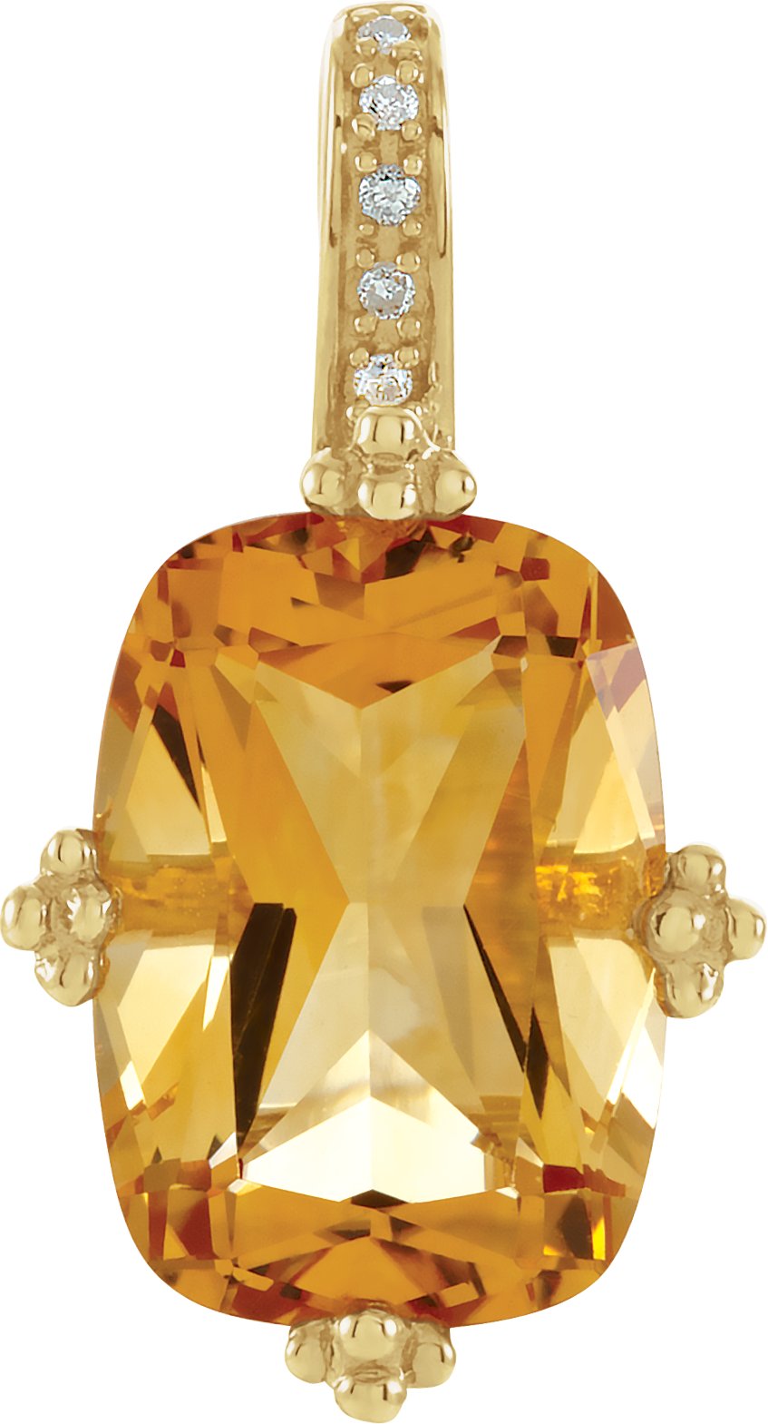 14K Yellow Citrine & .025 CTW Diamond Pendant