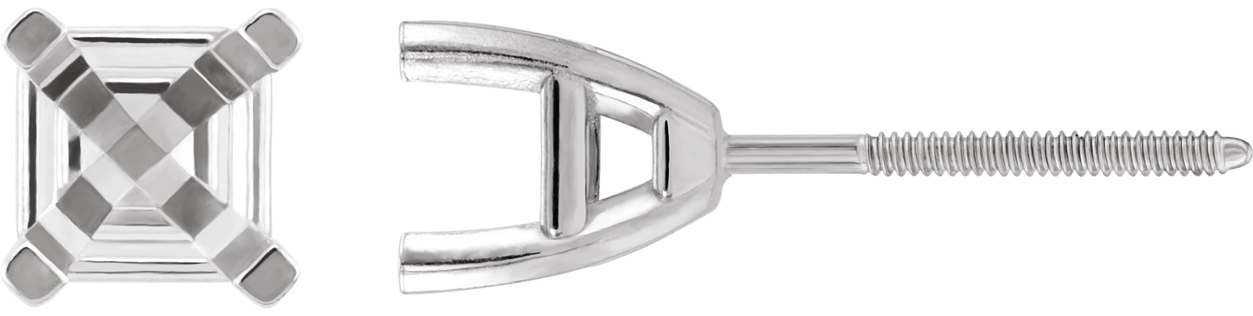 Asscher 4-Prong Stud Earrings