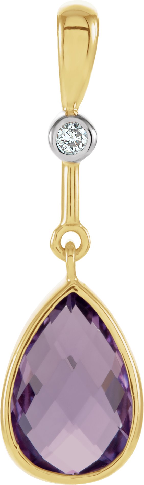 14K Yellow Natural Amethyst & .015 CT Natural Diamond Pendant   