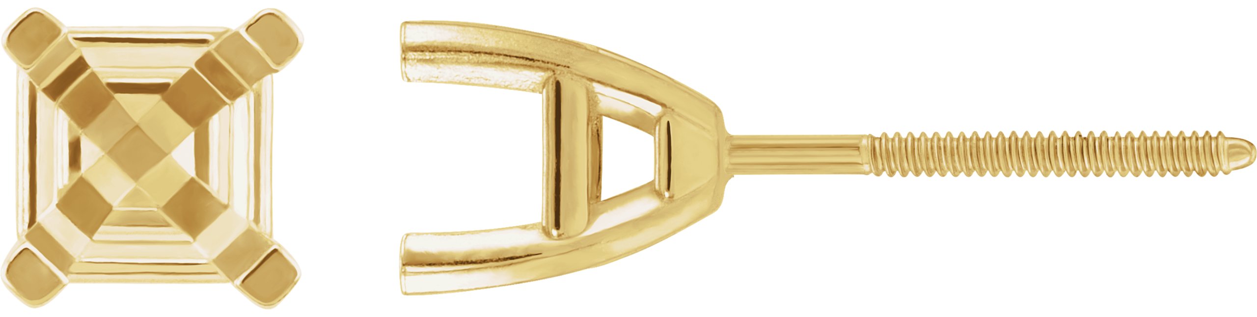Asscher 4-Prong Stud Earrings