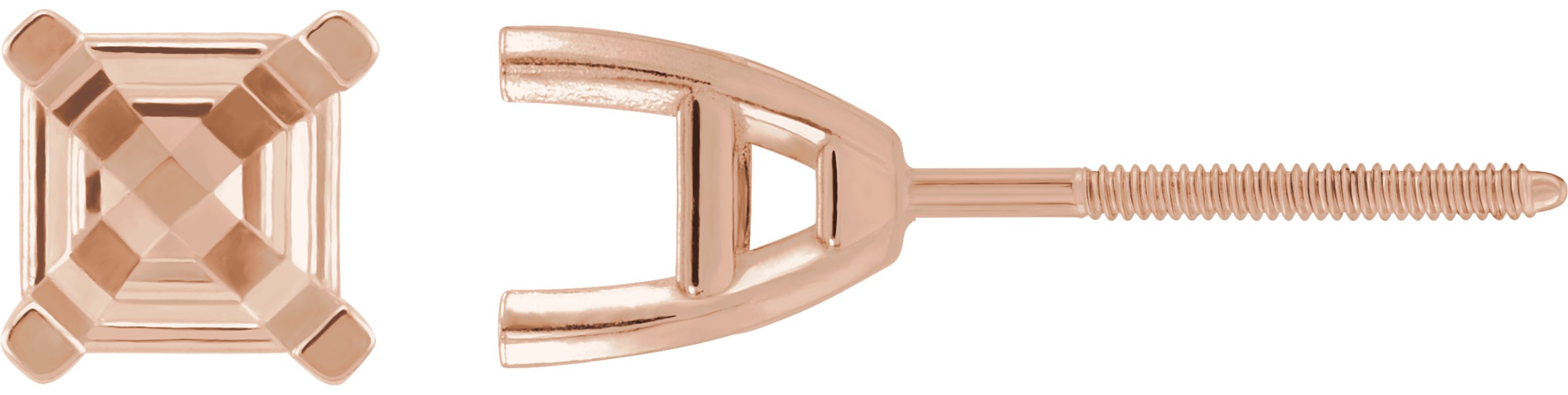 Asscher 4-Prong Stud Earrings