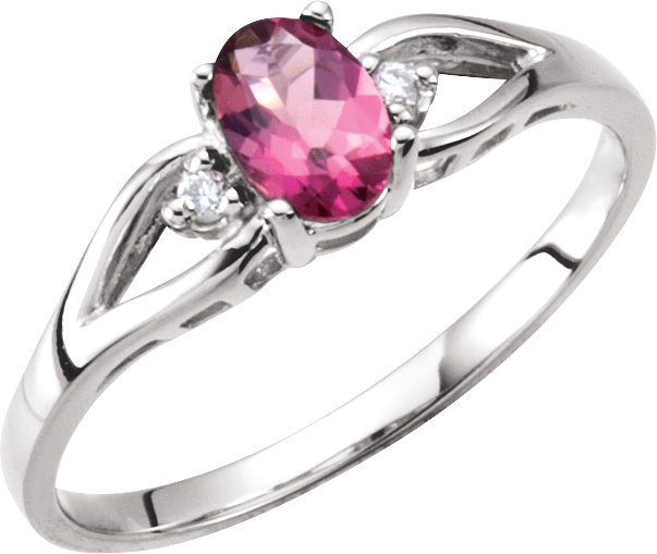 Pink Tourmaline 6 x 4mm and Diamond Ring .02 CTW Ref 932115