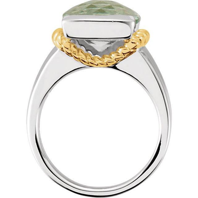 Sterling Silver & 14K Yellow Natural Green Quartz Ring