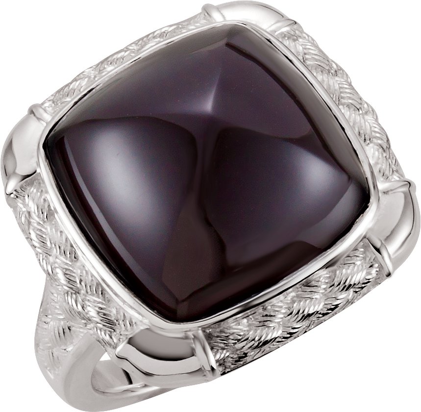 Sterling Silver Natural Black Onyx Ring