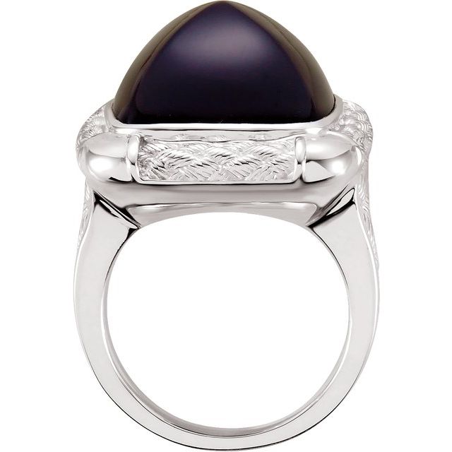Sterling Silver Onyx Woven-Design Ring