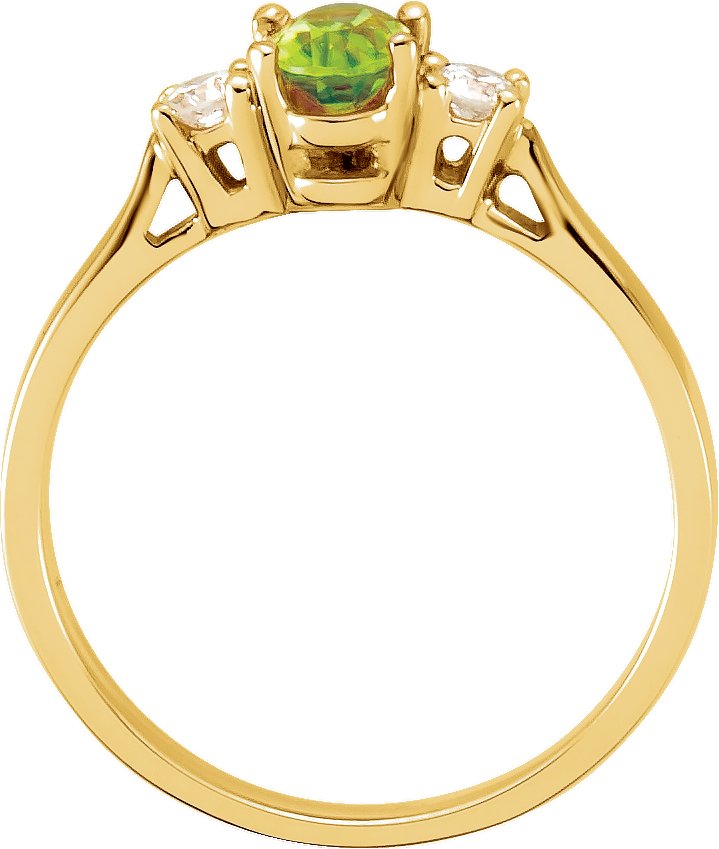 Alternative view of Natural Peridot And 1/6 CTW Natural Diamond Ring – 14K Yellow Gold