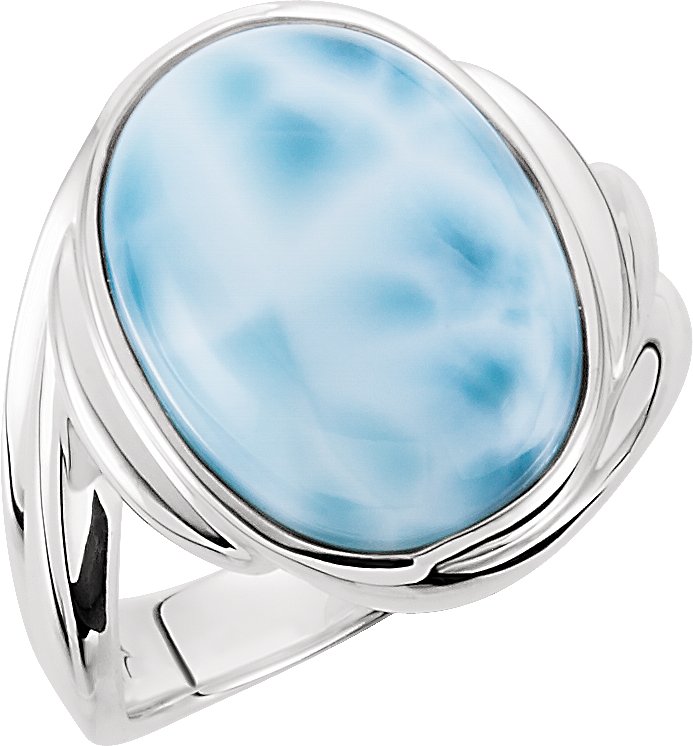 Sterling Silver Natural Larimar Ring