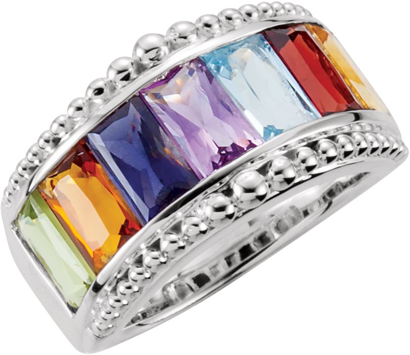 Multi-Gemstone Granulated Design Ring