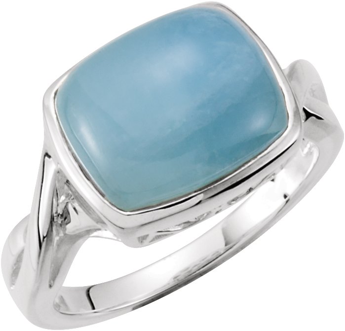 Sterling Silver Natural Aquamarine Cabochon Ring