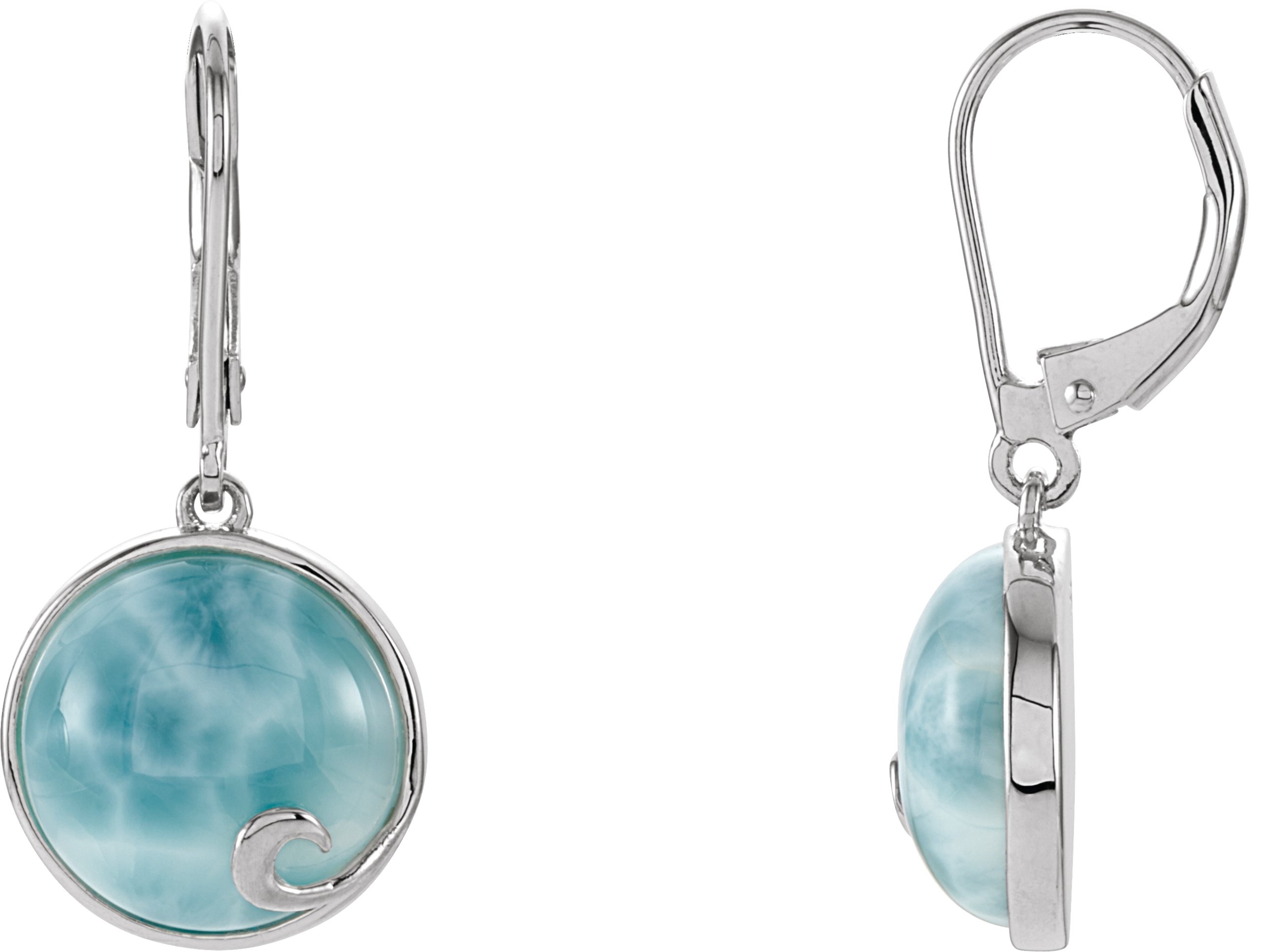 Sterling Silver Natural Larimar Earrings