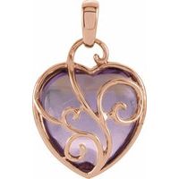 14K Rose Natural Rose de France Heart Pendant
