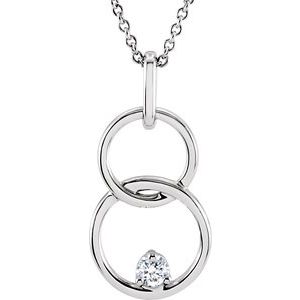 14K White .04 CT Natural Diamond 18" Necklace