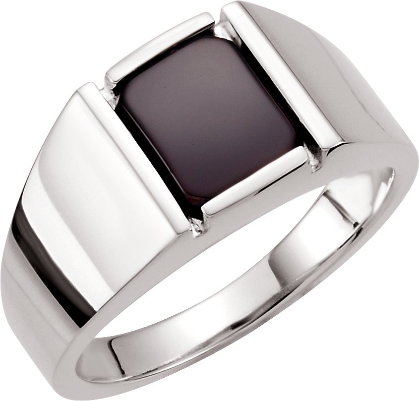Sterling Silver Natural Black Onyx Ring