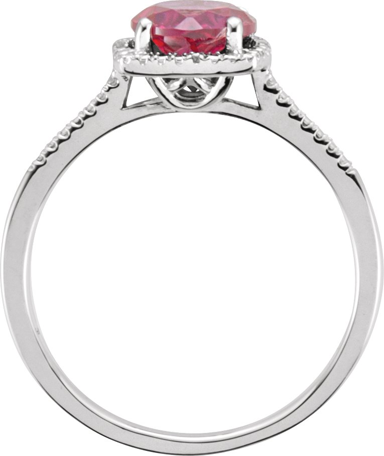 Sterling Silver Lab-Grown Ruby & .01 CTW Natural Diamond Ring