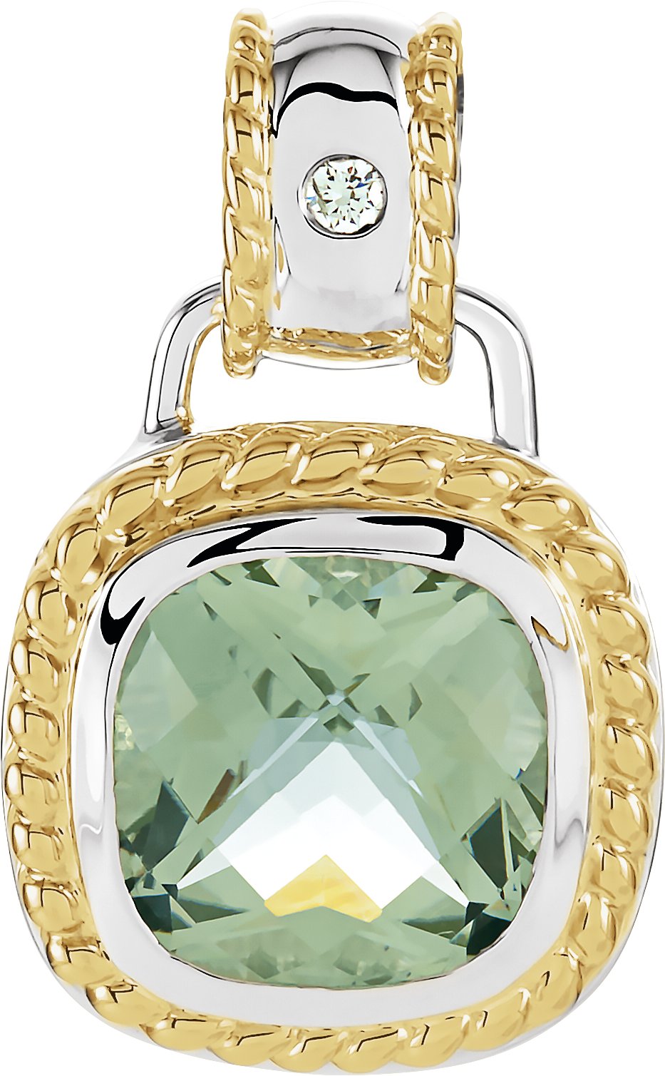 14K White and Yellow Green Quartz and .04 CTW Diamond Pendant Ref. 2625571