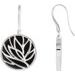 Sterling Silver Natural Black Onyx Floral Earrings