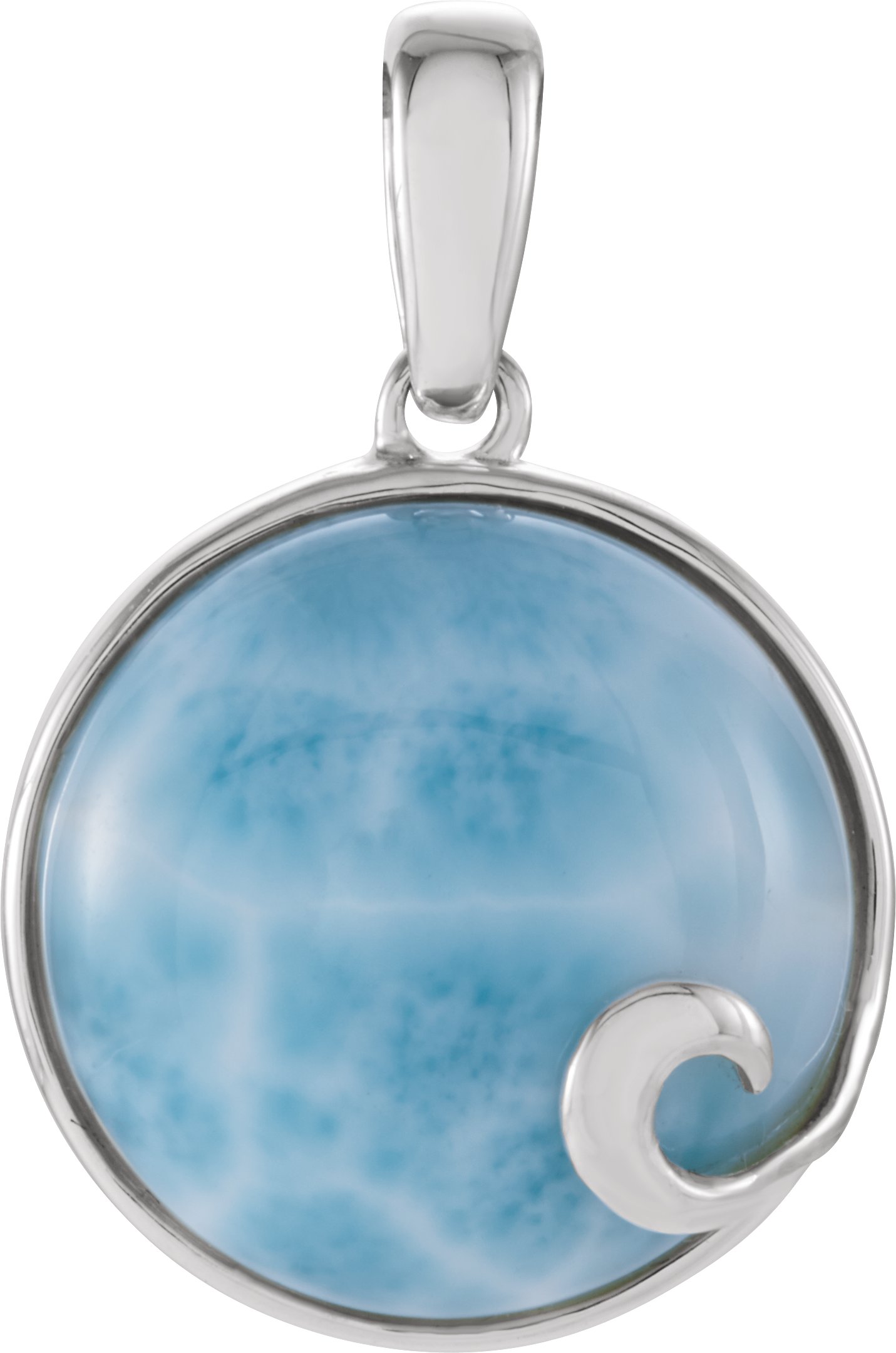 Sterling Silver Natural Larimar Cabochon Pendant 