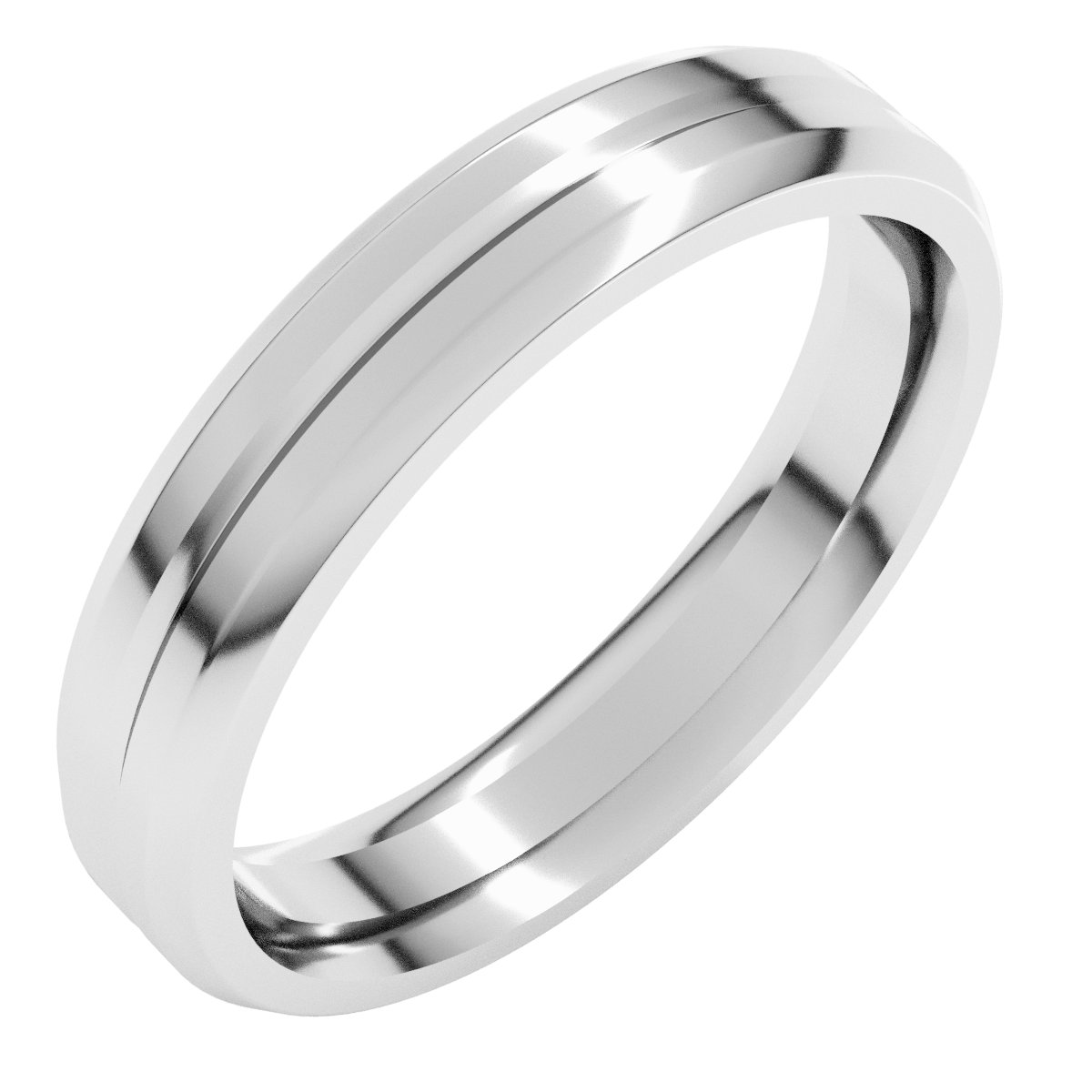 Beveled-Edge Grooved Comfort-Fit Flat Band