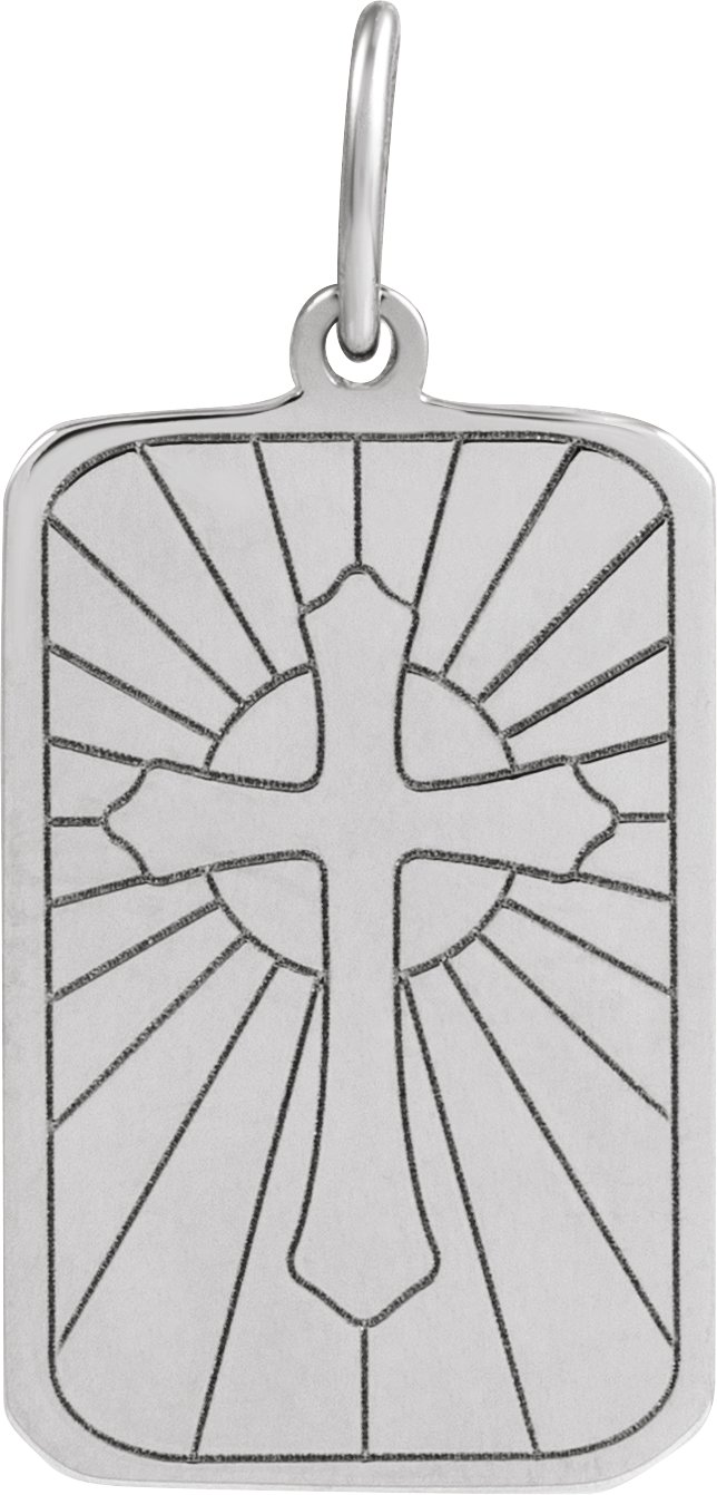 Sterling Silver Cross Dog Tag Pendant