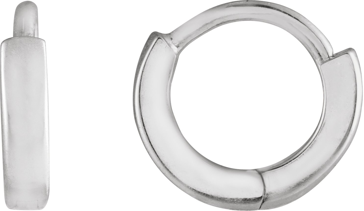 14K White Hinged 8 mm Hoop Earrings