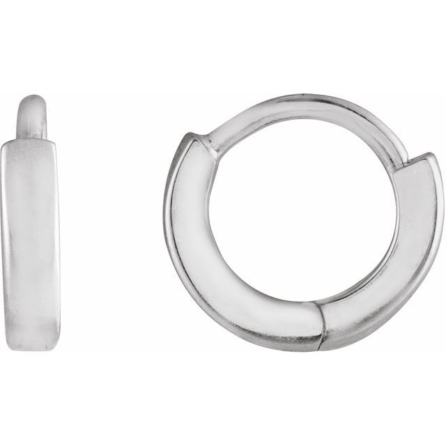 14K White Hinged 8 mm Hoop Earrings