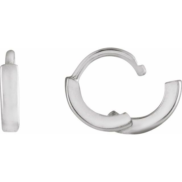 14K White Hinged 8 mm Hoop Earrings