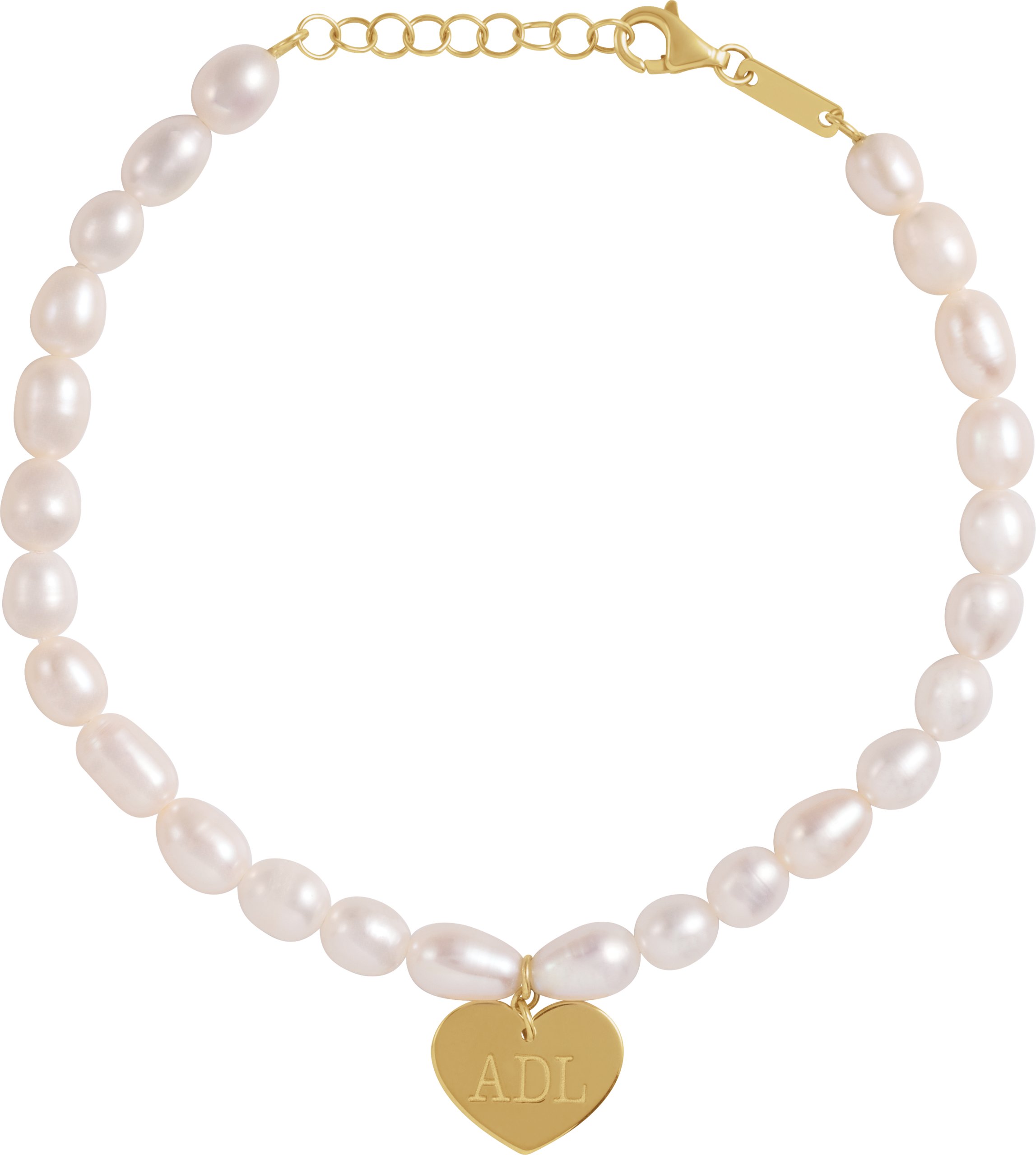Engravable Heart & Pearl Bracelet