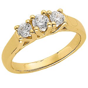 14K Yellow .50 CTW Diamond Three Stone Anniversary Band Ref 1686641