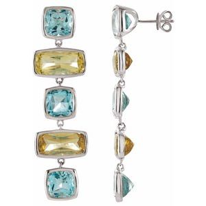 Sterling Silver Sky Blue Topaz & Lime Quartz Earrings