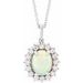 14K White Natural Ethiopian Opal & 1/3 CTW Natural Diamond Halo-Style 16-18