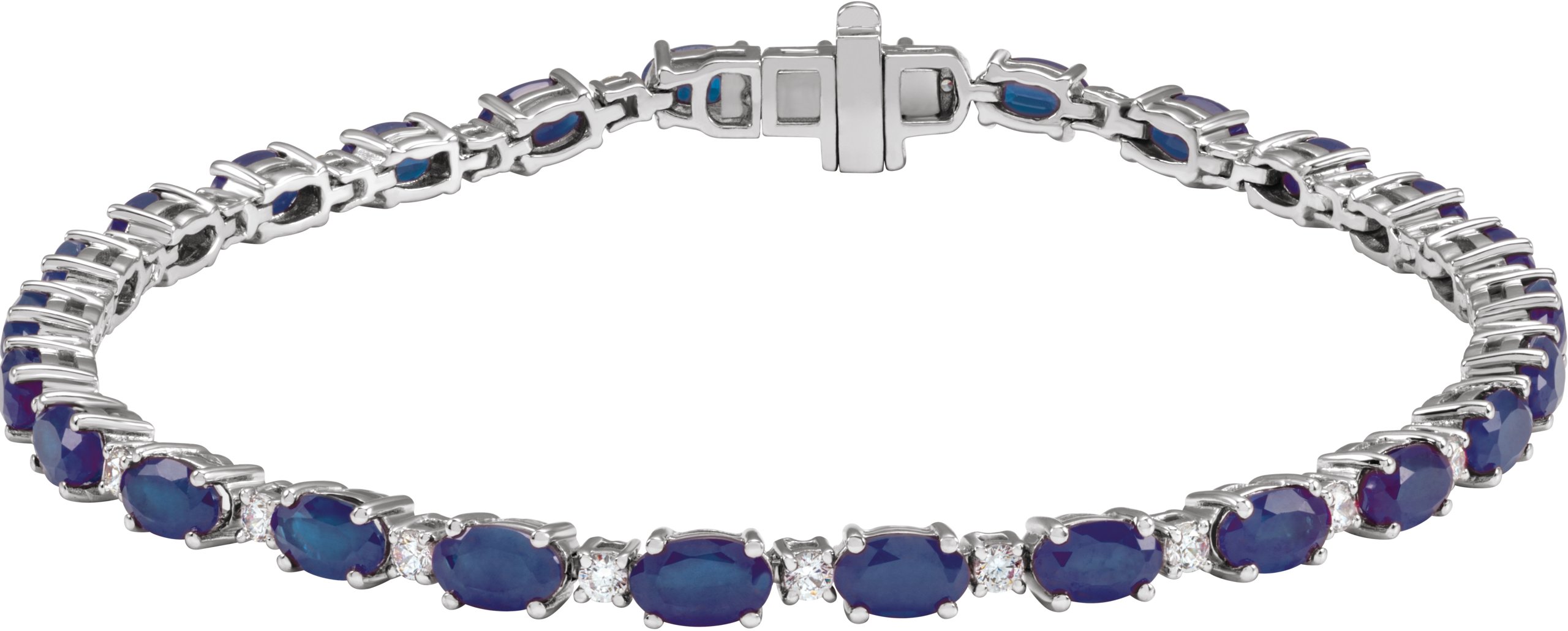 14K White Lab-Grown Blue Sapphire & 5/8 CTW Lab-Grown Diamond Line 7" Bracelet