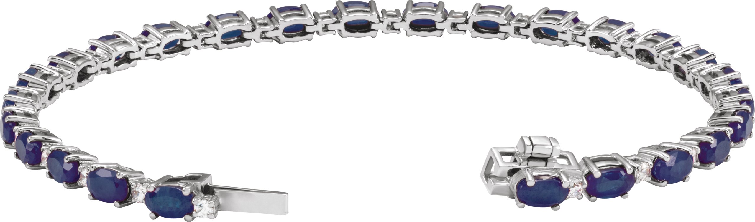 14K White Lab-Grown Blue Sapphire & 5/8 CTW Lab-Grown Diamond Line 7 Bracelet