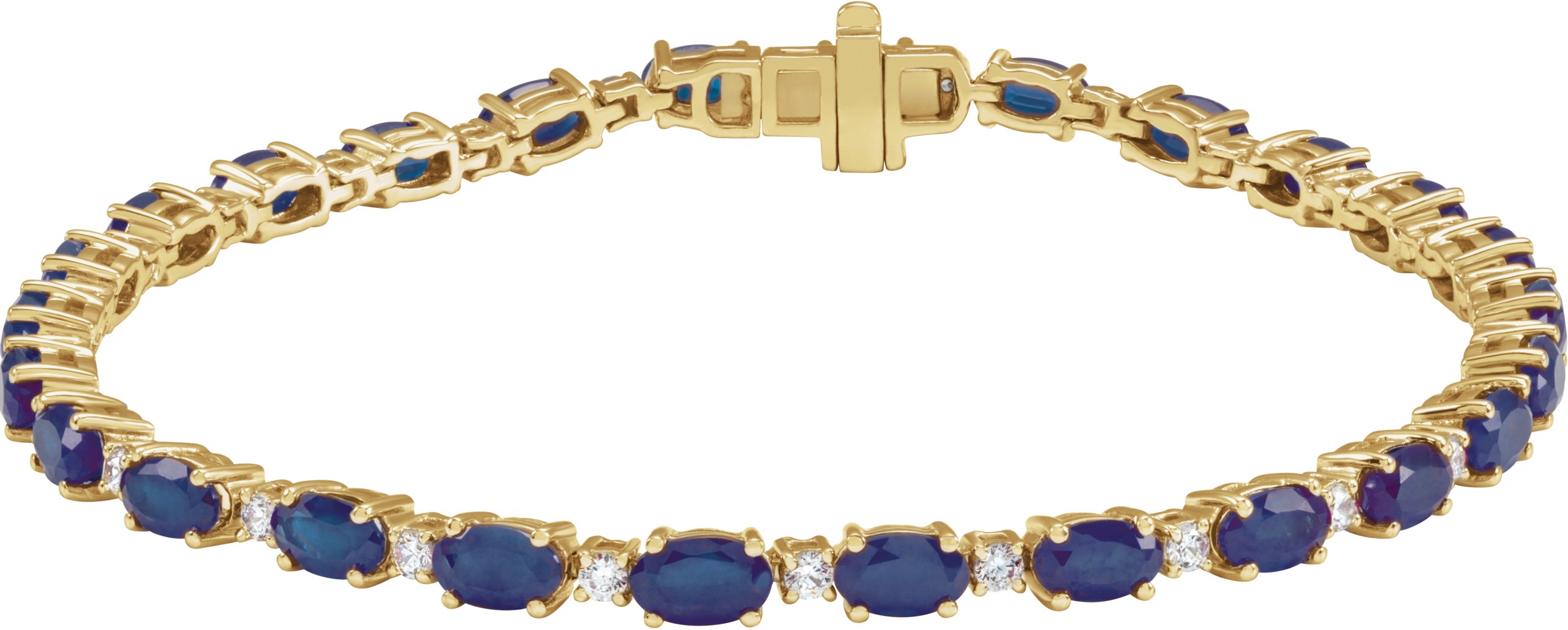 14K Yellow Lab-Grown Blue Sapphire & 5/8 CTW Lab-Grown Diamond Line 7 Bracelet