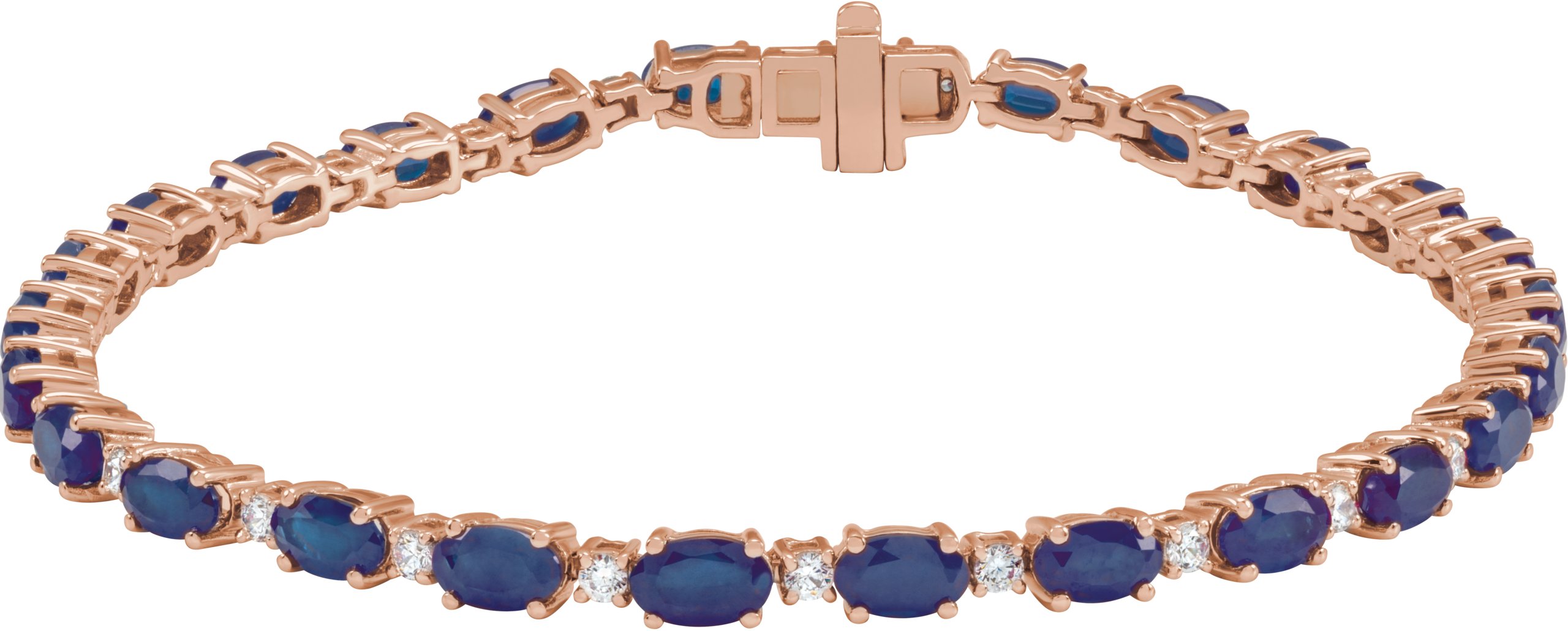 14K Rose Lab Grown Blue Sapphire and .625 CTW Lab Grown Diamond Line 7 inch Bracelet Ref 21965619