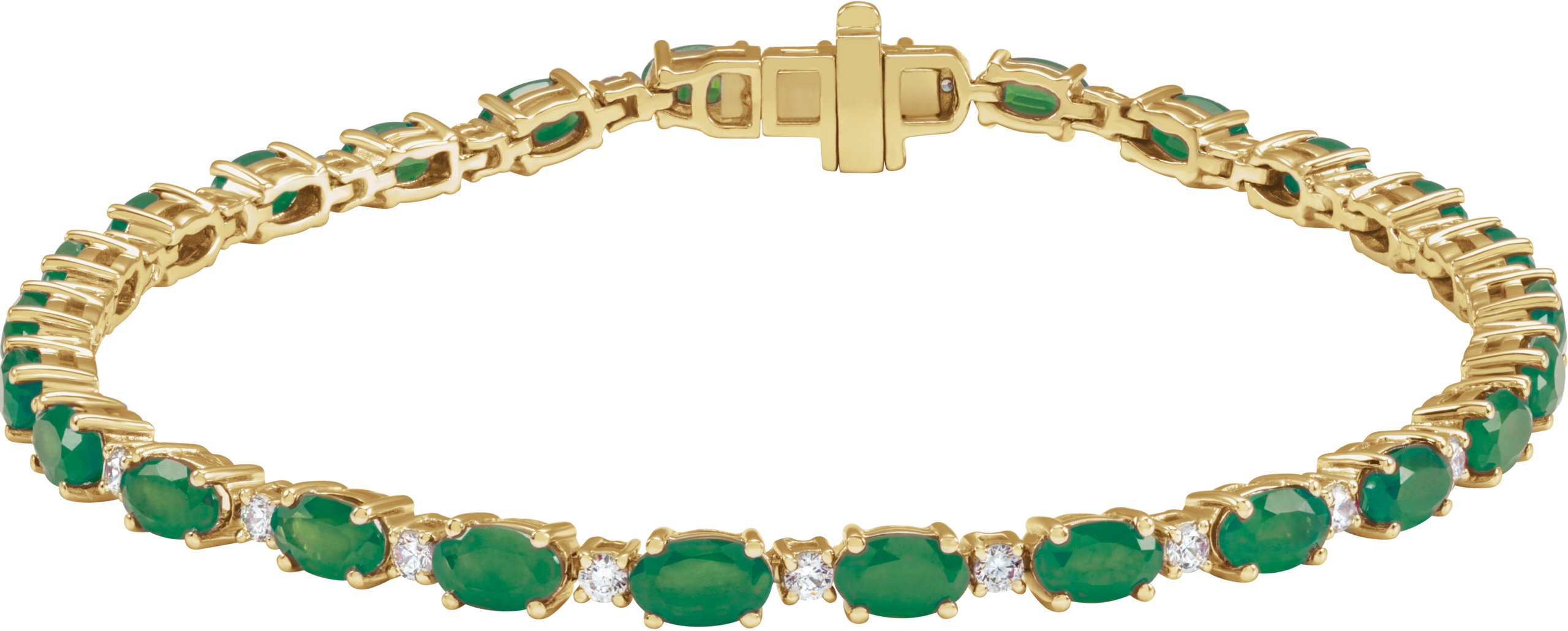 14K Yellow Lab-Grown Emerald & 5/8 CTW Lab-Grown Diamond Line 7 Bracelet