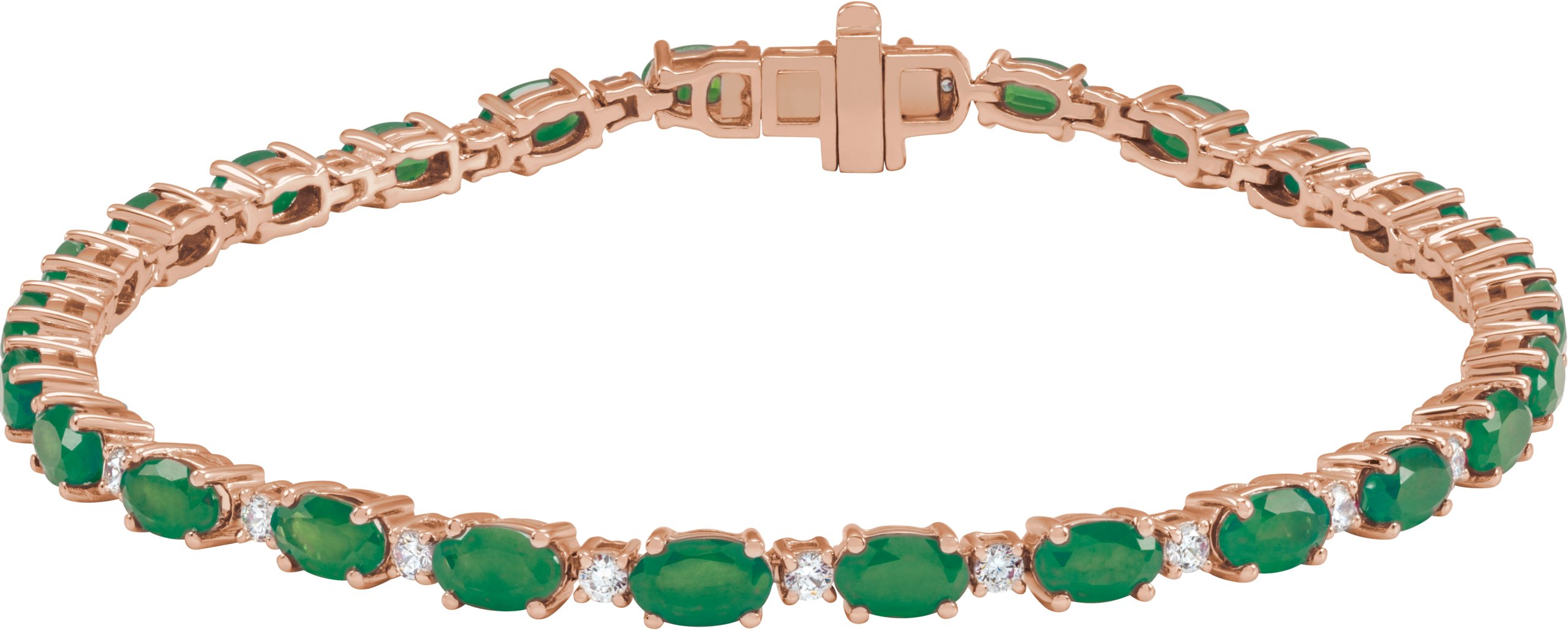 14K Rose Lab Grown Emerald and .625 CTW Lab Grown Diamond Line 7 inch Bracelet Ref 21965616