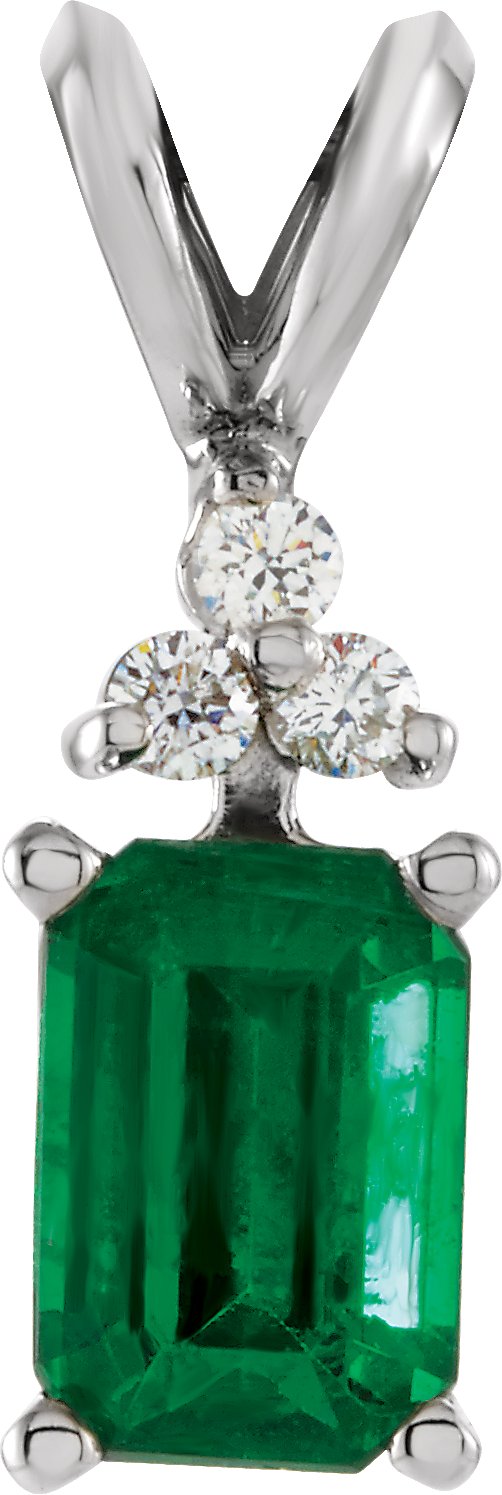 14K White Emerald and .06 CTW Diamond Pendant Ref 2823256