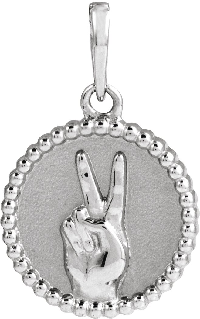 Sterling Silver Peace Sign Language Pendant