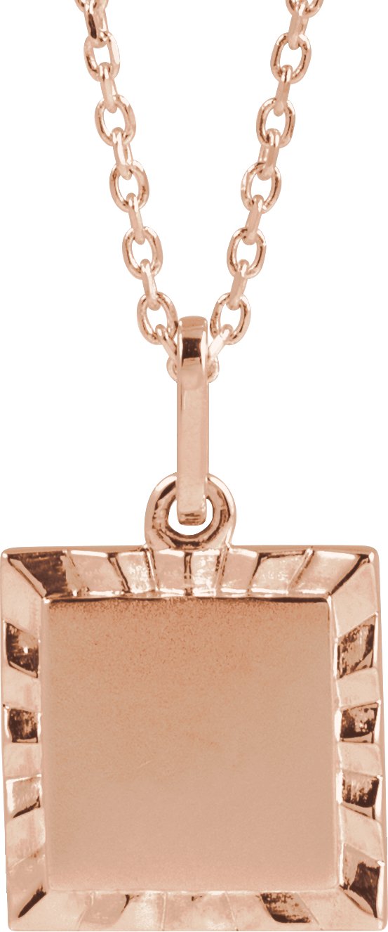 14K Rose Engravable Square 16 18 inch Necklace Ref 22101155