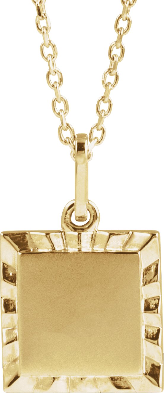 14K Yellow Engravable Square 16 18 inch Necklace Ref 22101154