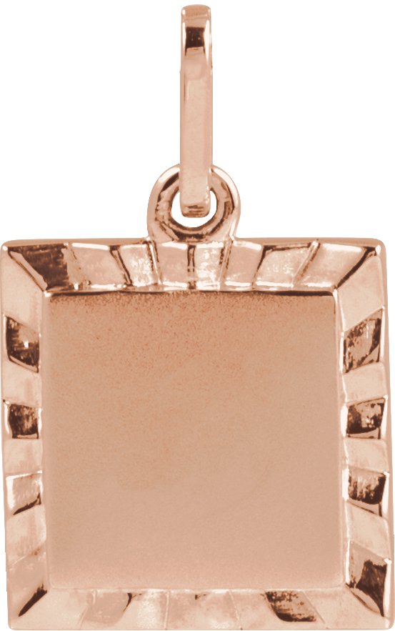 14K Rose Engravable Square Pendant Ref 22101147