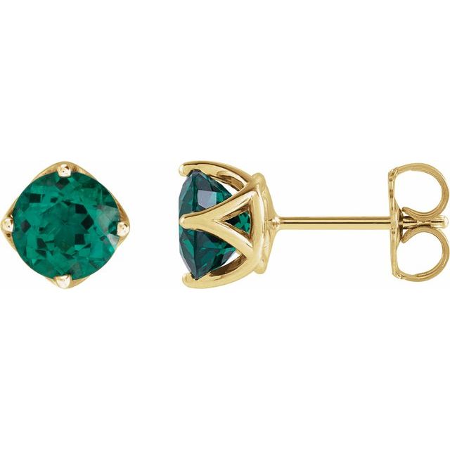 14K Yellow 6 mm Round Lab-Grown Emerald Woven-Design Earrings