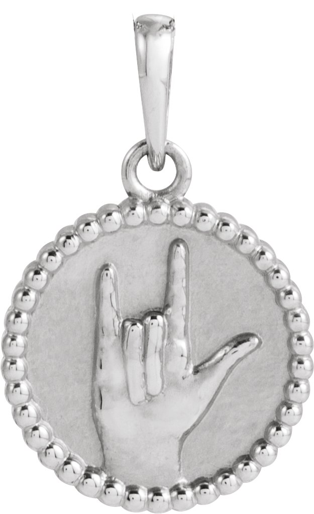 Sterling Silver I Love You Sign Language Pendant