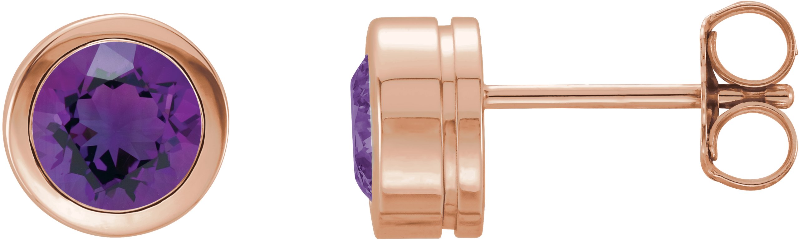 Round Bezel-Set Birthstone Stud Earrings