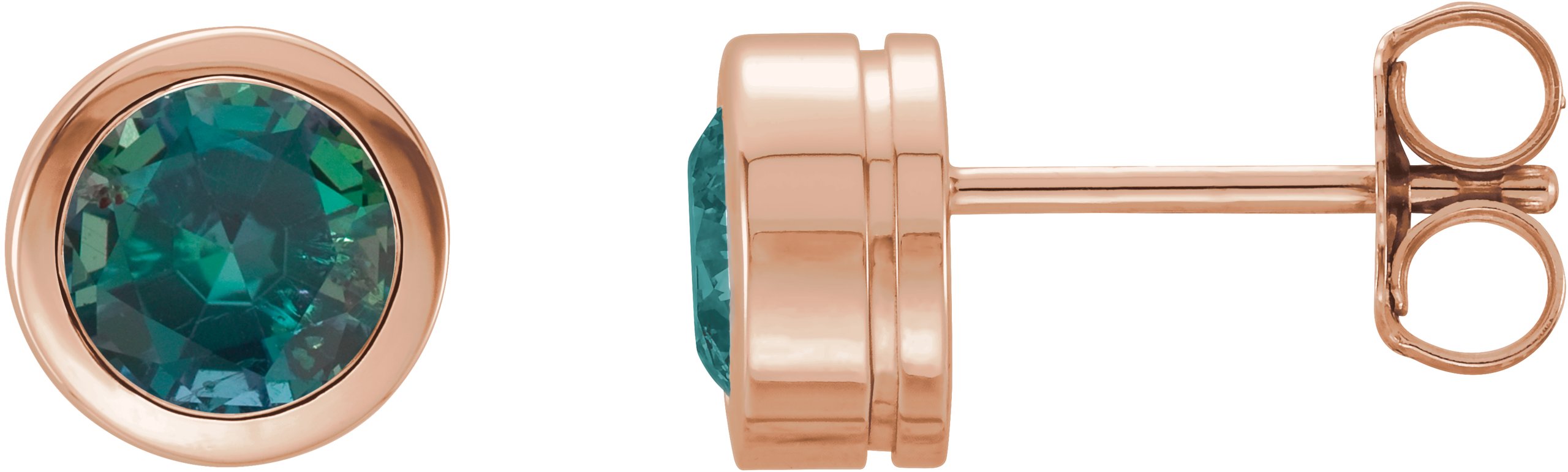 Round Bezel-Set Birthstone Stud Earrings