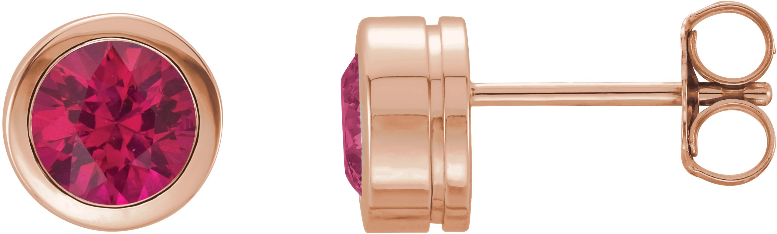 Round Bezel-Set Birthstone Stud Earrings